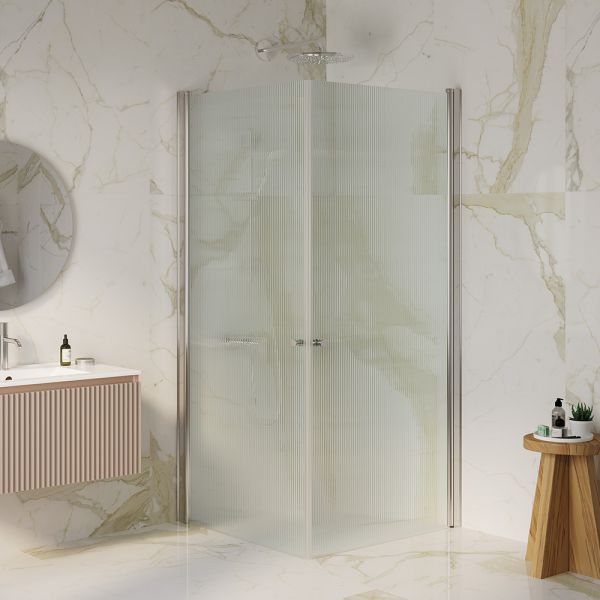 מקלחון פינתי בוסטון 80/80 (76-78) ניקל, 2 דלתות על ציר פליסה