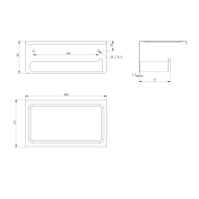 מחזיק נייר עם מדף שחור מט דגם לשם