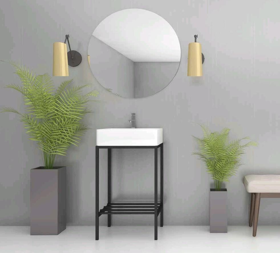 סביון חרס ארון עומד,קונסטרוקציית מתכת בשילוב כיור חרס