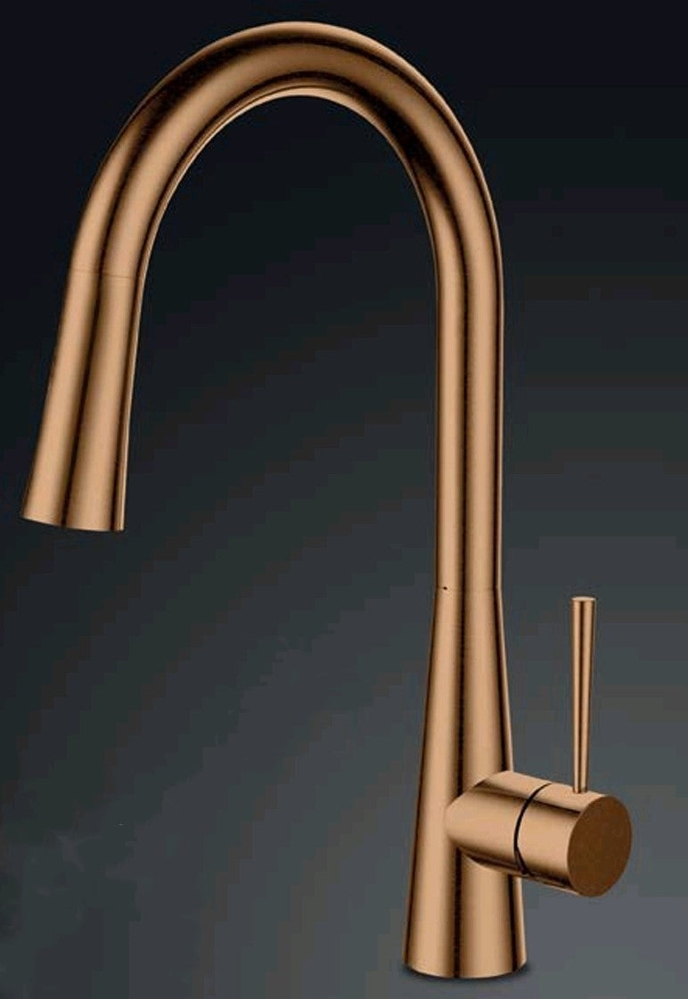 ברז מטבח נשלף עם 2 מצבי זרימה רוז גולד מט דגם D יהל