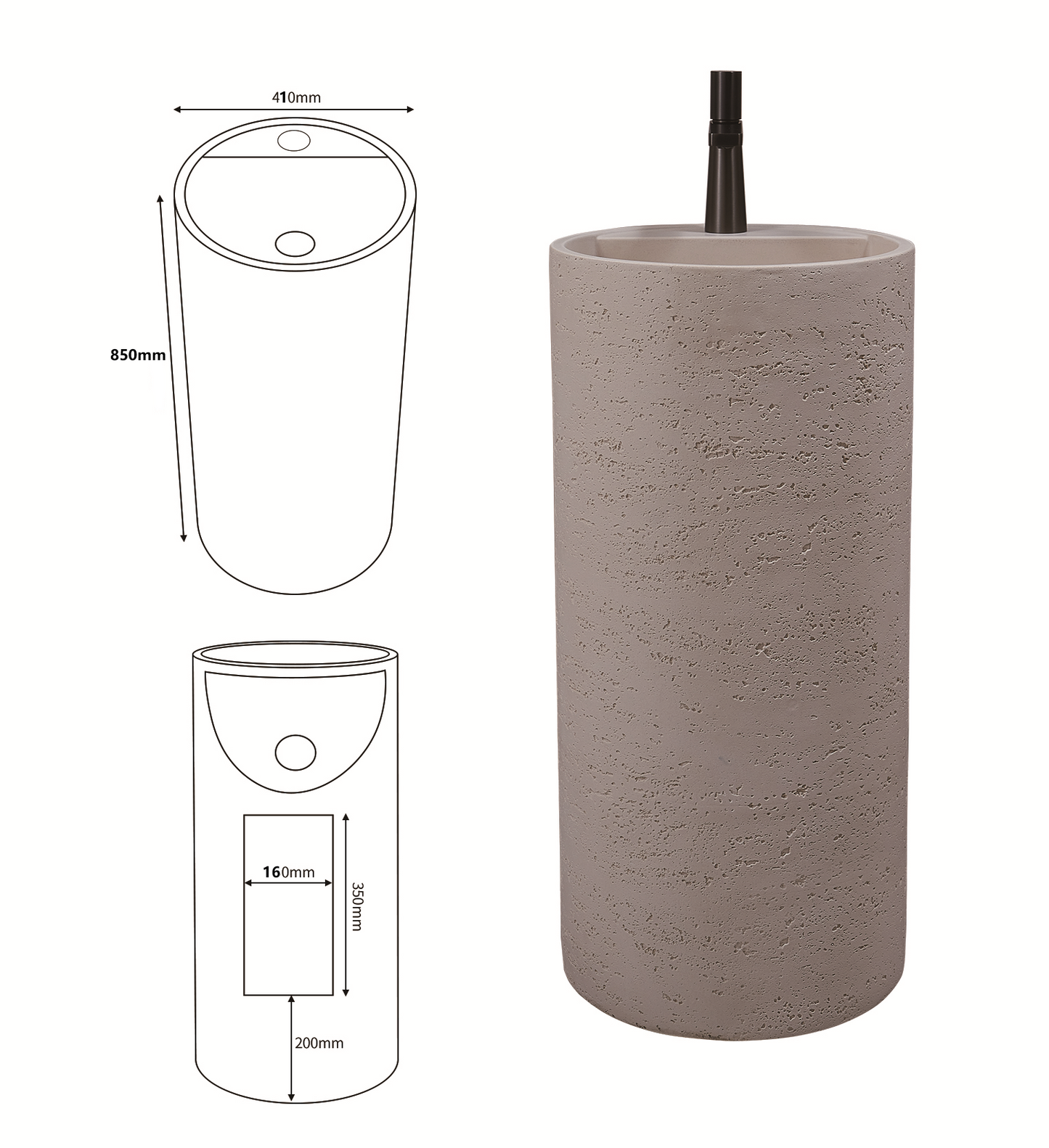 כיור רצפתי ארטיפיקל סטון דגם בטון