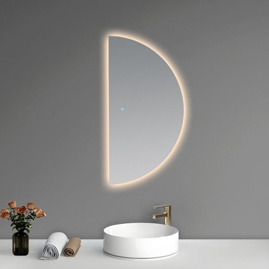 מראת לד אחורי חצי עיגול מרחפת יוקרתית גודל 60/120 שלושה גווני תאורה