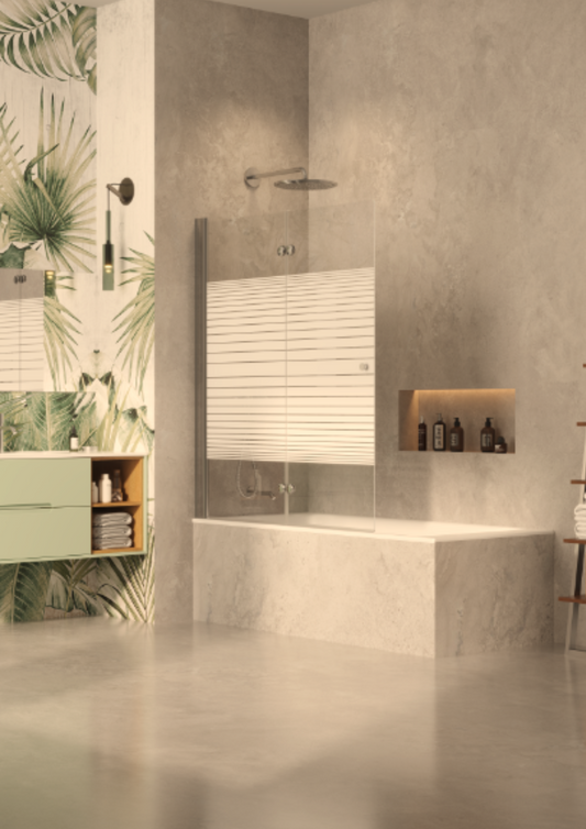 אמבטיון מג'יק פרזול ניקל זכוכית פסים 120 ס"מ NG