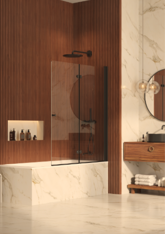 אמבטיון מג'יק פרזול שחור זכוכית שקופה 120 ס"מ NG