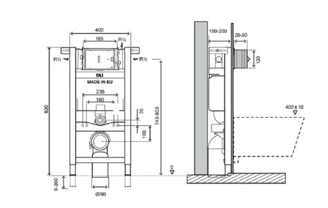 מיכל הדחה פנאומטי סמוי נמוך לקיר בטון EXPERT