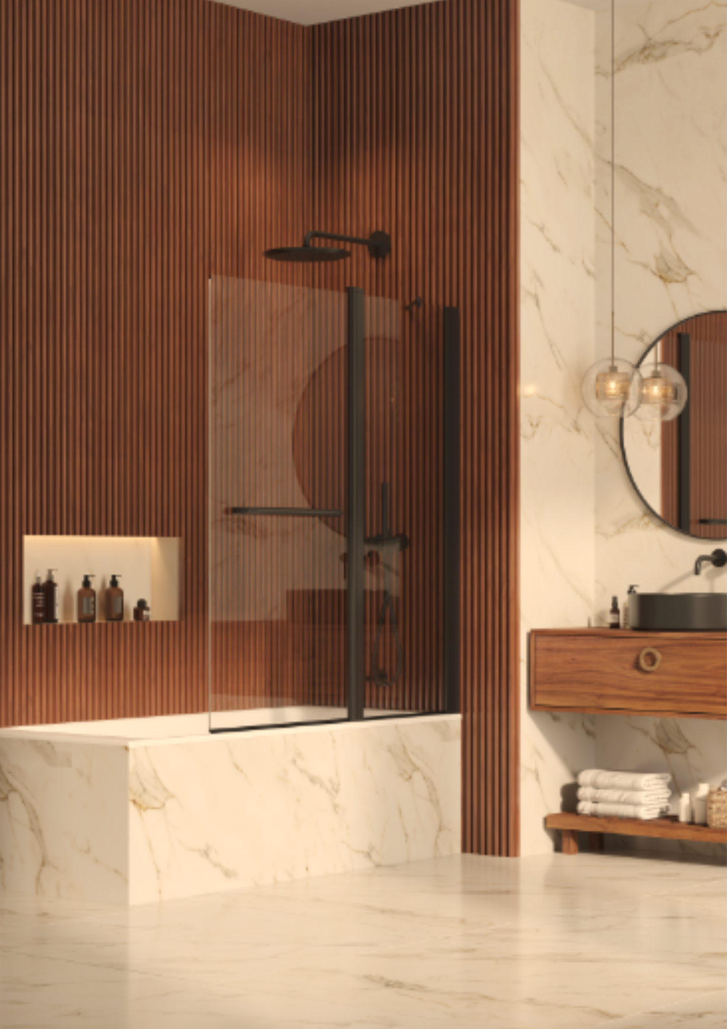 אמבטיון דאלי פרזול שחור זכוכית שקופה 120 ס"מ NG