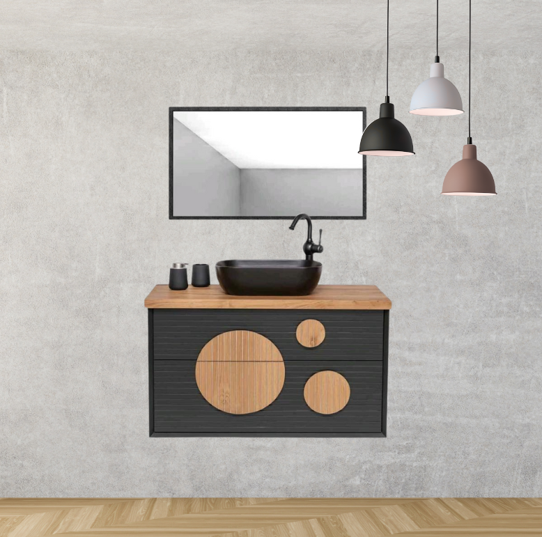 ארון אמבט עץ תלוי גלקסי 80