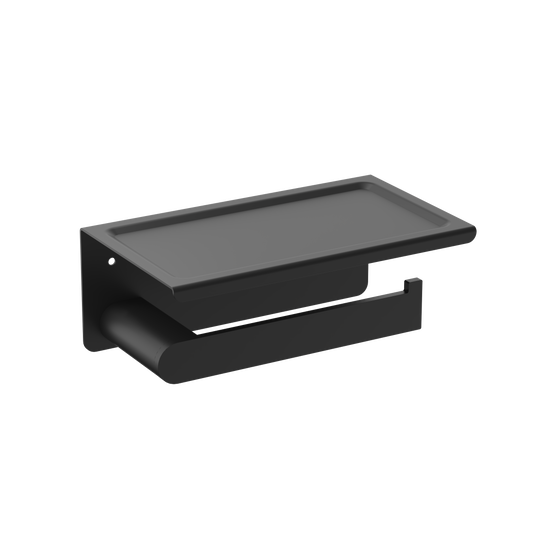 מחזיק נייר עם מדף שחור מט דגם לשם