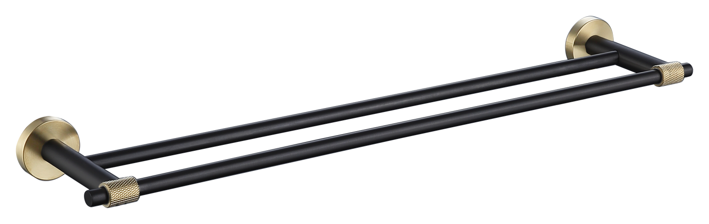 מוט מגבת כפול זהב מט ושחור מט דגם שוהם