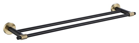 מוט מגבת כפול זהב מט ושחור מט דגם שוהם