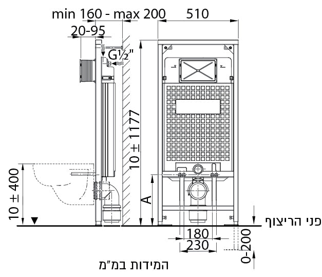 מיכל הדחה סמוי לקיר גבס PAL ALCA