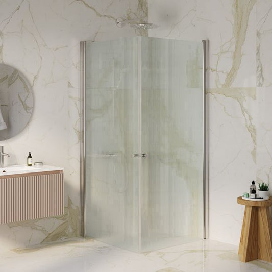 מקלחון פינתי בוסטון 80/80 (76-78) ניקל,  2 דלתות על ציר פליסה