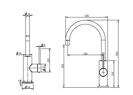 ברז ברבור קצר סדרת VOL316 | שחור מט PE