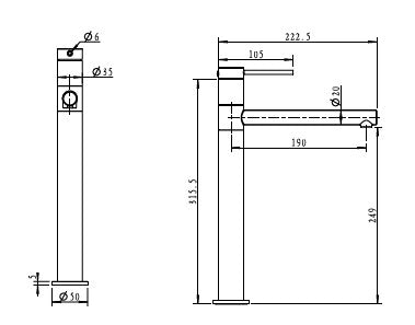 סדרת VOL316 | נירוסטה טבעי ברז פרח גבוה פיה מסתובבת PE