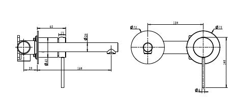 ערכה חיצונית לקיר נסתר פיה 16 ס"מ PE  סדרת VOL316 | שחור מט