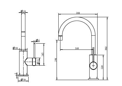 סדרת VOL316 | רוז גולד מוברש PVD PE ברז ברבור קצר