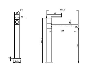 סדרת VOL316 | גרפיט מטאלי PVD PE ברז פרח גבוה פיה מסתובבת