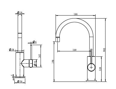 סדרת VOL316 | גרפיט מטאלי PVD PE ברז ברבור קצר
