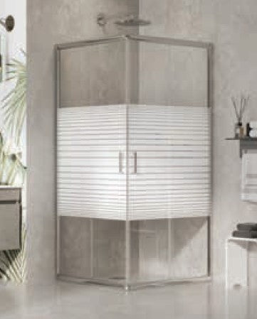 מקלחון פינתי לונגי 80/80 (77-79) ניקל,  2 דפנות קבועות+2 דלתות הזזה גרניט