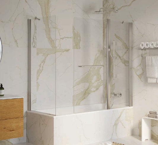 דופן קבועה לאמבטיה 67-70 ס"מ ניקל זכוכית שקופה