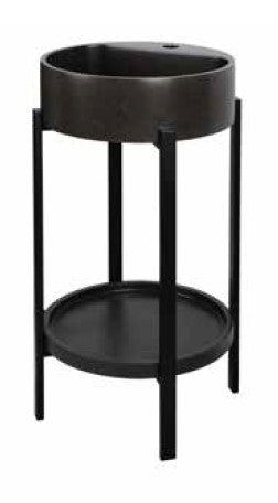 סט קונסולה- כיור עגול + מגש בטון+ רגליים שחור PE