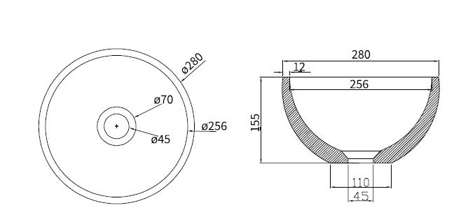 כיור עגול מונח צבע אבן חול לבנה PE
