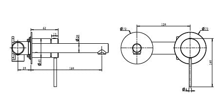 ערכה חיצונית לקיר נסתר פיה 16 ס"מ סדרת VOL316 | נירוסטה טבעי PE