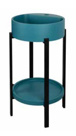 סט קונסולה- כיור עגול + מגש בטון+ רגליים טורקיז PE