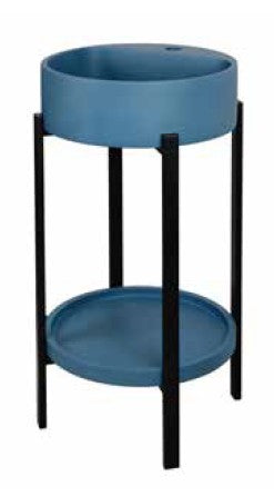 סט קונסולה- כיור עגול + מגש בטון+ רגליים כחול רויאל PE