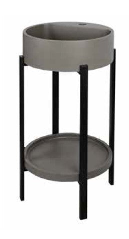 סט קונסולה- כיור עגול + מגש בטון+ רגליים אפור PE