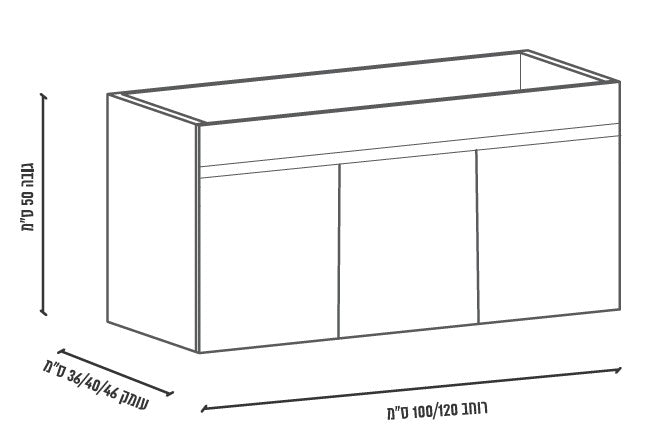 ארון אמבט תלוי פורמייקה דגם אופיר שלוש דלתות  N