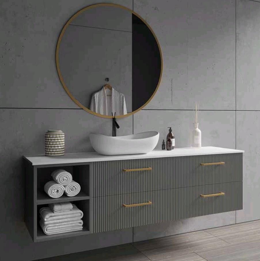 ארון אמבט תלוי לאונרדו גודל 120 כולל משטח קוריאן לכיור מונח