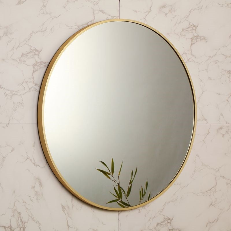 מראה עגולה יוקרתית מסגרת אלומיניום זהב מט קוטר 80