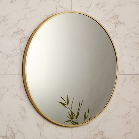 מראה עגולה יוקרתית מסגרת אלומיניום זהב מט קוטר 80