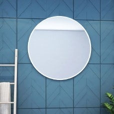 מראה עגולה יוקרתית מסגרת אלומיניום לבן מט קוטר 80